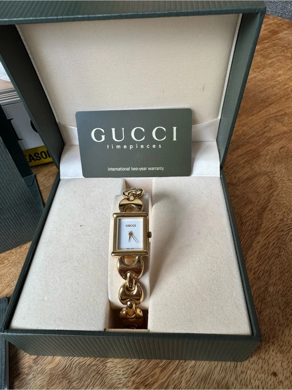 Vintage Gucci 1800L Gold-Tone Quartz Watch with Original Box & Papers